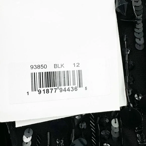 Mac Duggal Sheer Sleeve Fringes Cocktail Dress Black Size 12 NWT - Picture 11 of 12